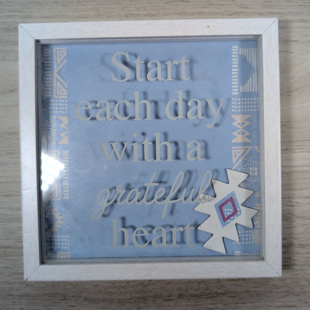 Inspirational Quote Wall Art Grateful Heart Framed Decor 6x4